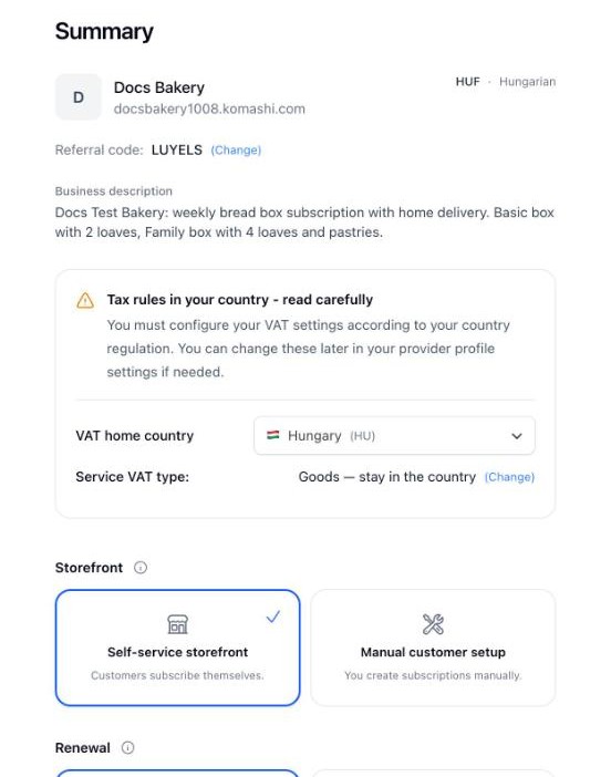 Summary before creating the provider