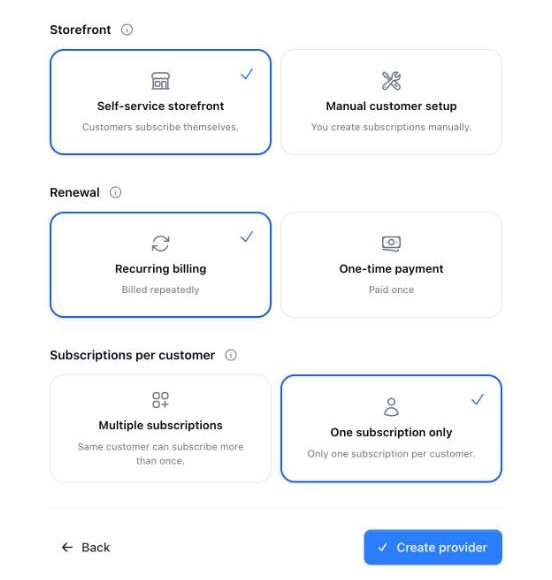 Storefront, Renewal and Subscriptions per customer