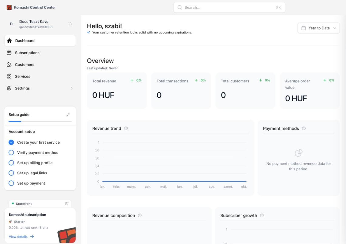 Provider dashboard