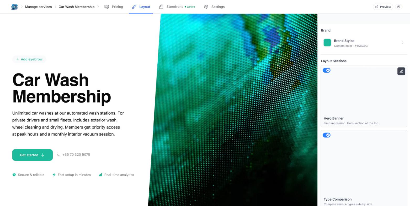 Layout tab of a newly generated service