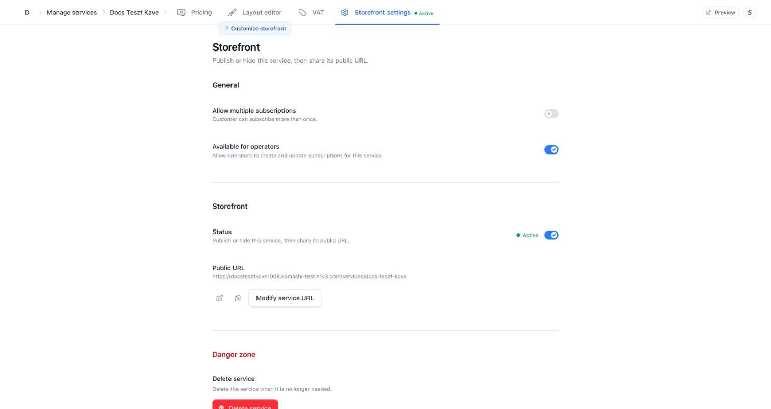 Storefront settings tab