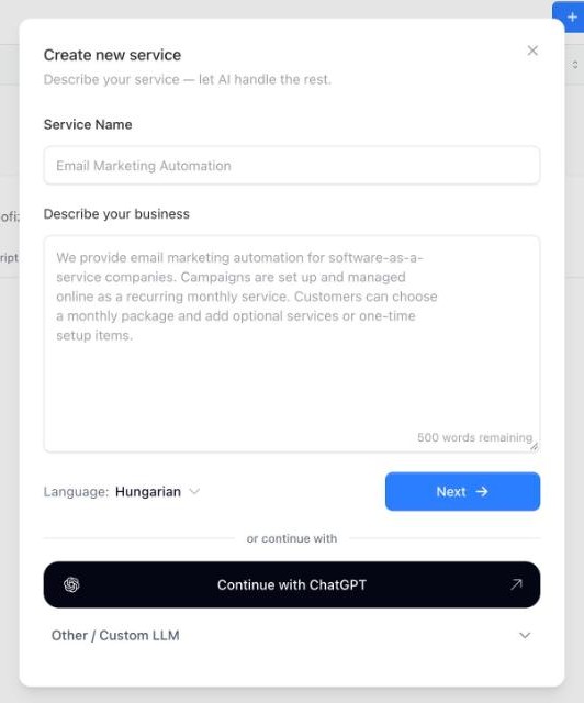 Create new service