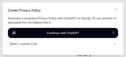 Create Privacy Policy dialog