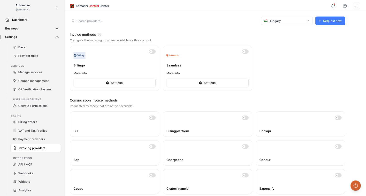 Invoicing providers overview