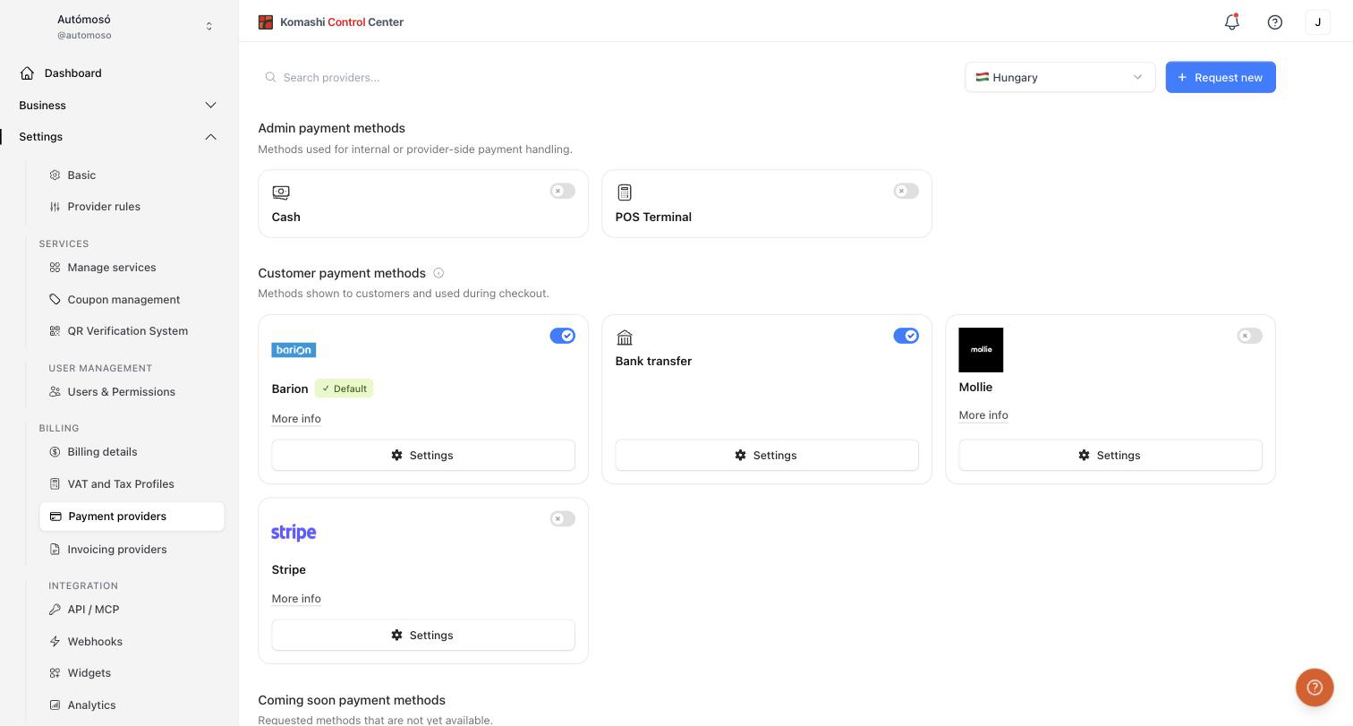 Payment providers overview