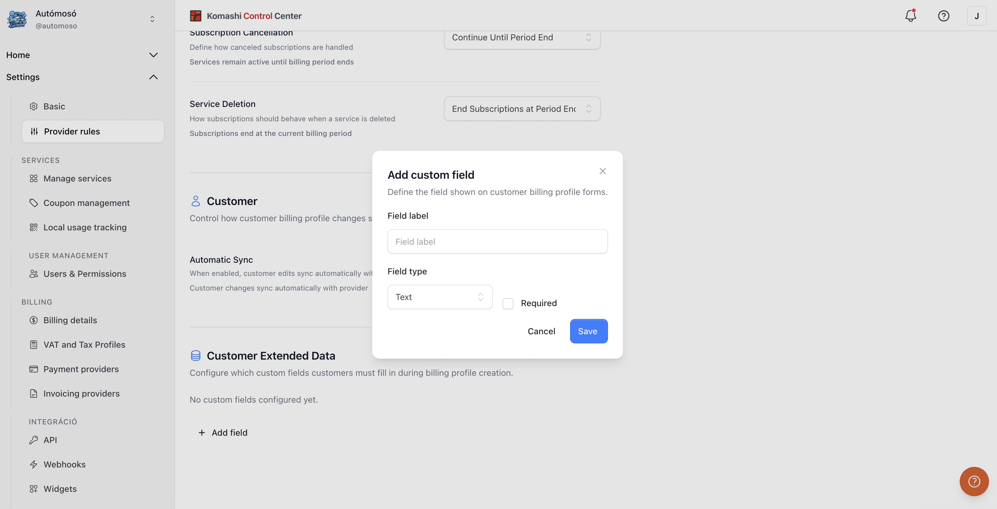 Add custom field